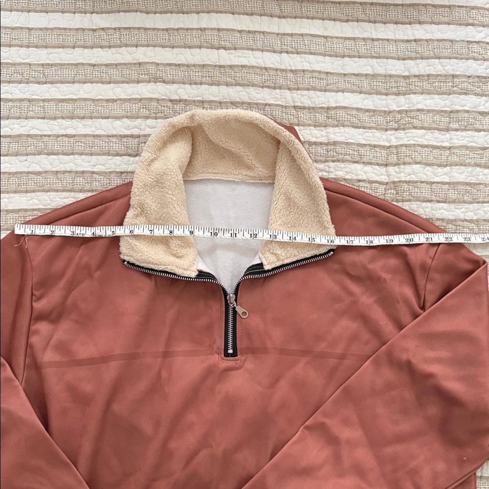 Men's Zip-Up Pullover Sweater - Terracotta - Picture 3 of 5